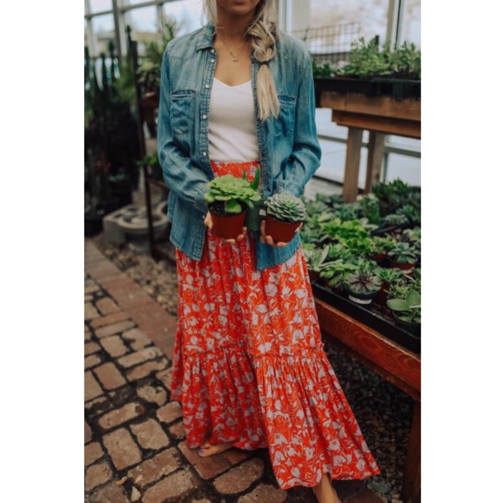 Free People Tiered Smocked Maxi Skirt - Picture 6 of 8